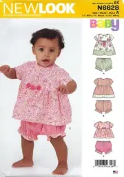 New Look N6628 Babies' Dresses w Short Sleeves & Bloomers Sz NB-L UNCUT Pattern