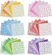 42Pcs 9.8"x 9.8" Fabric Quilting Cotton Patchwork Square Precuts for DIY Sewing Craft, Decorating Scrapbooking, Multi-Color Design, 6 Colors