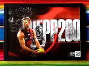 Framed 2022 ESSENDON BOMBERS AFL Poster DYSON HEPPELL 200th Game - 45cm x 32cm