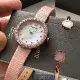 ARMANI30mm圓形玫瑰金精鋼錶殼貝母錶盤真皮皮革粉紅錶帶款AR00058