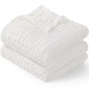 Maliton Waffle Baby Blanket - Breathable Soft Cotton Nursery LIGHT GREEN