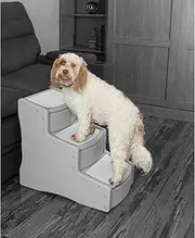 Pet Gear Easy Step III Pet Stairs, 3 Step for Cats/Dogs, Removable Washable Carpet Treads, for Pets Up to 150lbs, No Tools Required, Fog