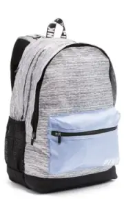 NEW Victoria's Secret Pink Classic Blue Grey Canvas Campus Student Backpack VS
