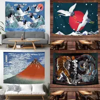 在飛比找蝦皮購物優惠-網紅日式浮世繪神奈川海浪房間工作室背景布裝飾掛布掛毯直播背景