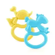 Nuby Boys Zooloops Soft Silicone Teethers 4-Pack - Vanilla Scent - BPA Free