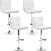 Artiss Bar Stools Stool Set of 4 Adjustable Kitchen Swivel Counter Barstools Dining Chair Gas Lift White in 66-79cm Seat Height Floor for Home Bar Dining Room Cafe Outdoor Indoor