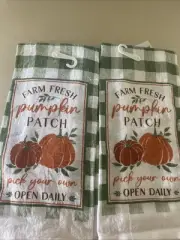 NWT~ Two Autumn / Harvest Kitchen Towels~ Farm Fresh pumpkin Patch~ 14 “ x 24”