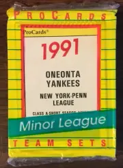 1991 ProCards ONEONTA YANKEES Minor League Complete UNOPENED Team Set H8018705