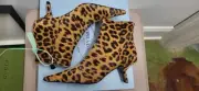 Prada NEW $1,250 leopard print comma kitten heel ankle boots size EU 39 / US 9