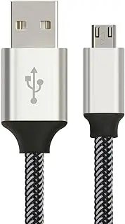 [Astrotek] Micro USB Data Sync Charger Cable Cord for Samsung HTC, Motorola, Nokia, Kndle, Android Phone, Silver/White, 2 Meter Cable Length