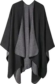 Urban CoCo Women's Color Block Shawl Wrap Open Front Poncho Cape