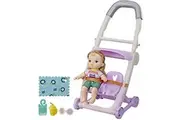 Baby Alive Littles, Push N Kick Stroller, Little Ana, Blonde Hair Doll, Legs Kick, 6 Accessories, Toy for Kids Ages 3 Years Old Up
