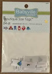 Babyville Boutique Size Label -pirate, robot, skull crossbone, monster, dinosaur