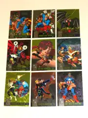 1996 FLEER AMALGAM MARVEL VS DC POWERBLAST INSERT 9 CARD SET WOLVERINE DARKCLAW!