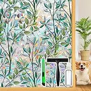 Rainbow Window Privacy Film with Reference Cutting Line, 3D Decals Stained Glass Window Clings, Static Cling Window Sticker, Suncatcher Window Cover, 23.6" x 157.4"