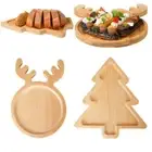 Wooden Elk Snacks Plate Cartoon Pattern Appetizer Tray Living Room