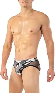 [Gary Majdell Sport] Men's Bikini Swimsuit with Side Mesh Inserts - Available in Shiny Tricot and Nylon Spandex Prints