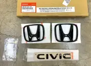 Genuine OEM Honda Civic 4dr Sedan Gloss Black Logo Emblem Set 08F20T20100 22-25 (for: Honda)