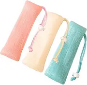ASAKKURA Bathing Mesh Soap Bag Set 3pcs Bar Soap Pouches Soap Saving Bags Mesh Scrubber for Family Use