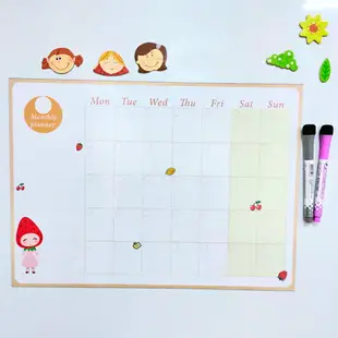 【WTB磁鐵白板】香檳色水果款 月曆/週曆/一日計劃/橫式/直式 冰箱磁鐵白板