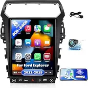 [4+64G] 8-Core Android 13 Car Stereo for Ford Explorer 2011-2019 with Carplay&Android Auto,12.1" Car Radio with Mirror Link Bluetooth FM/AM/RDS 4G/WiFi GPS Navigation SWC DSP EQ+Backup Camera