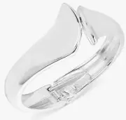 NWT ROBERT LEE MORRIS SOHO SILVER TONE SCULPTURAL BYPASS HINGED BANGLE BRACELET