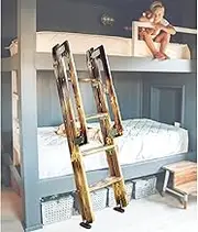 Double-Decker Ladder 4/5 Step Wooden Bunk Bed Ladder, Rotatable Base with Safety Handrail, Suitable for Loft Bedroom Dormitory, Can Be Customized (Size : 150cm(59in))