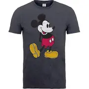 Disney Unisex Adult Mickey Mouse Vintage T-Shirt Charcoal Grey L