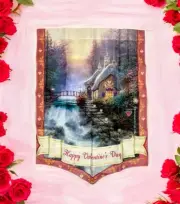 THOMAS KINKADE Happy Valentine's Day Flag Collection Year of Glad Tidings 28x40