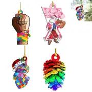 4pcs Christmas Hanging Ornaments Fist Santa Claus Pine Nut Door Hanging Pendant for Christmas Tree Decoration-Each of Style