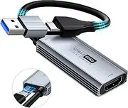 XIIXMASK USB 3.0 Video Capture Card with 100W PD - HDMI to USB/USB-C Capture Card 1440P 30fps & 1080P 60fps Video Capture Device for Streaming, Game Recording, Compatible for Quest 3, Switch, PS4/PS5