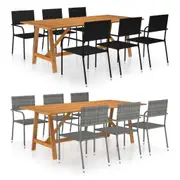 Garden Dining Set 7 Piece Outdoor Patio Table and Chair Set Black/Grey vidaXL