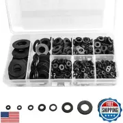QTEATAK 510 Pcs Black Nylon Flat Washer Assortment Kit for Electrical Connect