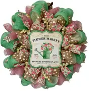 Local Flower Market Spring Handmade Deco Mesh Wreath