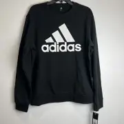 Adidas Womens Logo Pull Over Sweatshirt Fleece Lined Black Medium NWT