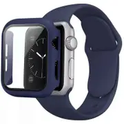 Silicone Sports Watch Band Strap + Case Set - For Apple iWatch 40mm (Blue)