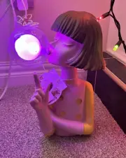 RARE PINK LIGHT Blowing Bubble Teen Girl Cute Resin Table Lamp