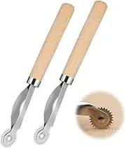 MEXRUMI 2 Pieces Tracking Wheel Sewing Tool Sewing Pattern Wheel with Wooden Handle Needle Point Tracking Wheel Copy Wheel Marking Wheel Tailor Wheel Sewing Pattern Wheel for Leather Edges