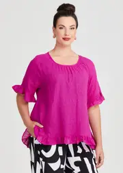 [TS] Taking Shape Linen Blend Escape Top Size 22-24 in Festival Pink - Plus Size Women's Tops & T Shirts Festival Pink