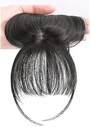 XIAOYAOJING 3D Large Hair Bangs Clip 100 Natural Human Faux Bangs Clip on Bangs for Daily Wear Lightly Curved(dark brown)