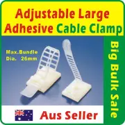 10 x Adjustable Adhesive Cable Clamp Large Max.Bundle Dia.27mm Cable Tidy