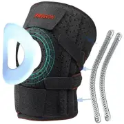 Knee Brace Knee Compression Sleeve with Dual Side Stabilizers(4 springs) & Pate