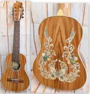 Alulu Baritone Guitarlele Solid Acacia Koa wood, butterfly inlaid HU1466