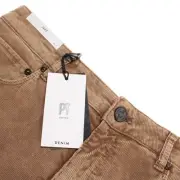 PT Torino NWT 5 Pocket Jean Cut Pants Size 32 US Corduroy Solid Tan Cotton Jazz
