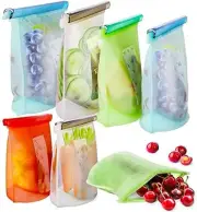 Reusable Silicone Food Storage Bags Airtight Seal Food Silicone Bag Container...