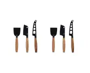 6pc Pizzazz Non-Stick Stainless Steel Cheese Knives w/Acacia Wood Handle Set