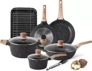 Pots and Pans Set - Nonstick Granite Stone Cookware Sets, Induction Frying Pans