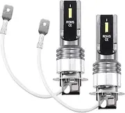 X AUTOHAUX H3 Fog Lights Bulbs Headlight Bulb 80W Power 2 LED CSP Chips Auto LED Car Driving Running Lamp Bright Waterproof Aluminum White (Set of 2)