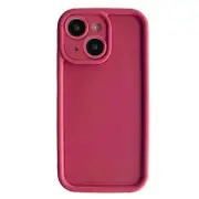 For iPhone 15 Fine Hole Shockproof Frame Frosted TPU Phone Case - Claret Red