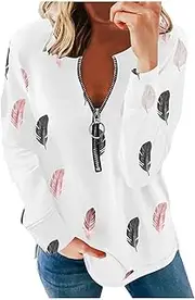 [Generic] Womens Solid Tees Ladies Blouse Zipper Fashion Shirt Super Soft